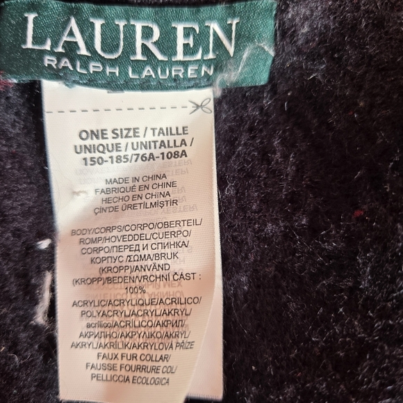 Ralph Lauren Red Plaid Poncho with Black Faux Fur Collar. One Size - Picture 9 of 9